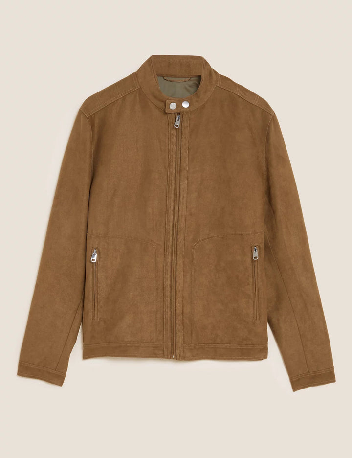 M&S Mens L/S Suaded Leather Jacket T16/6759M