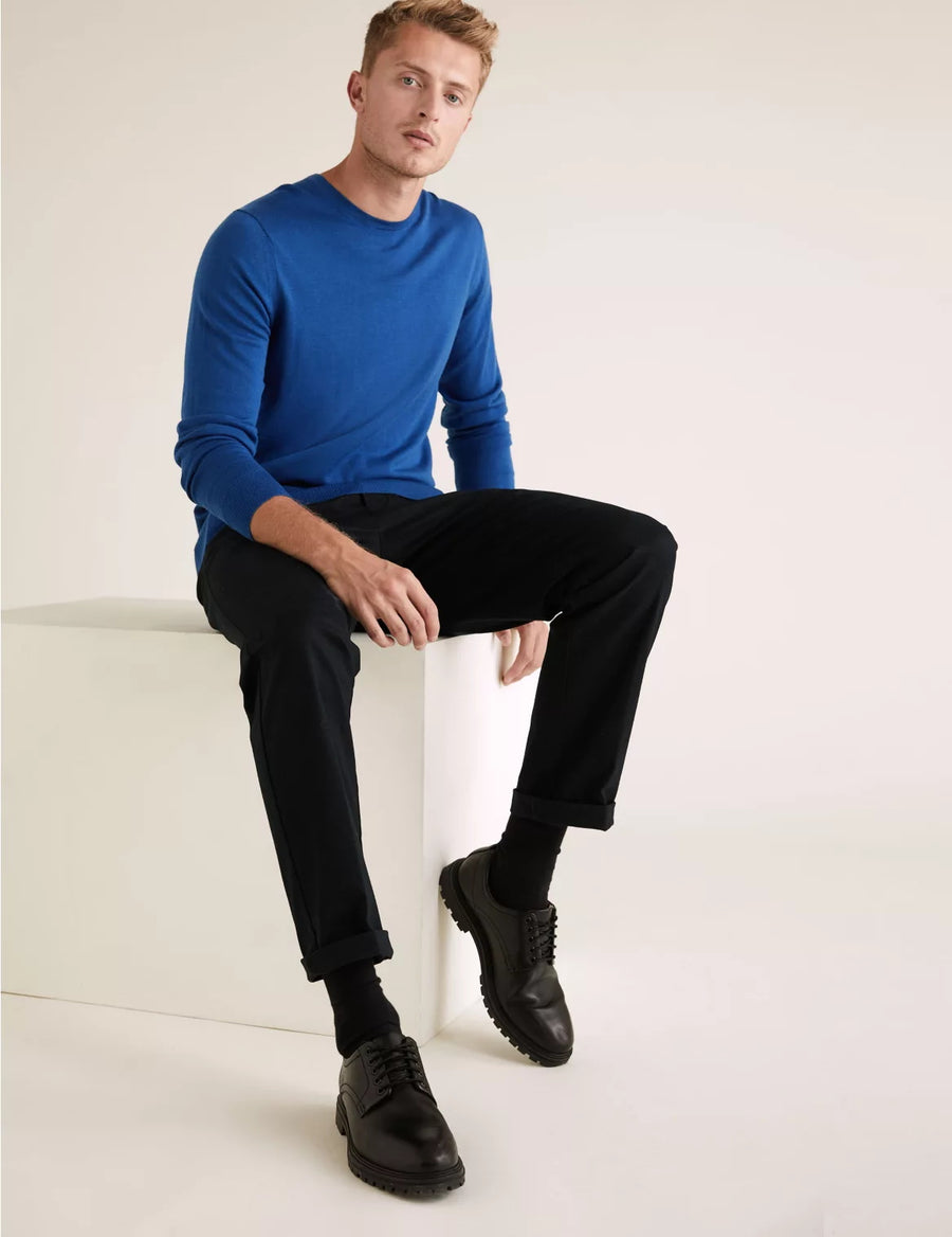 M&S Mens Marino Wool R-Neck L/S Jersey T30/3636M