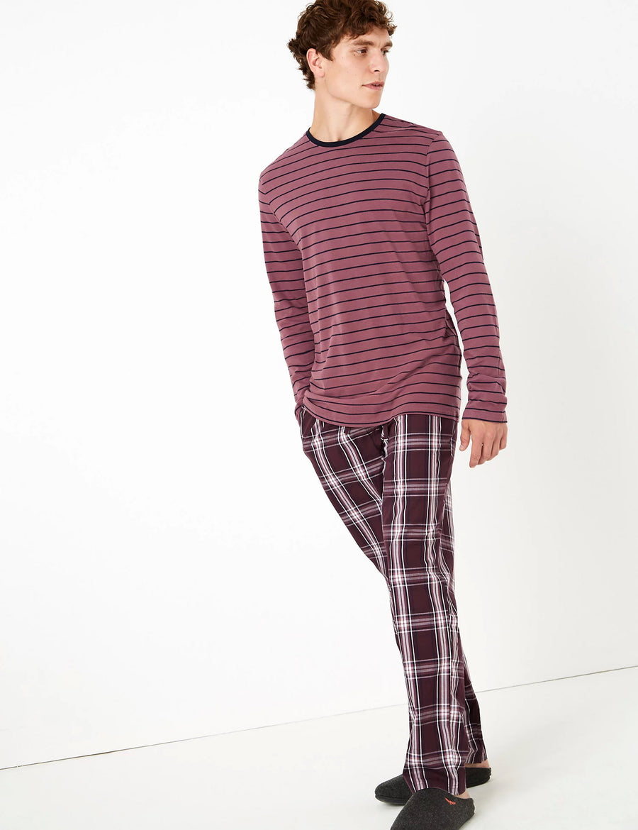M&S Mens Kintted L/S T-Shirt & Pajama T07/3142