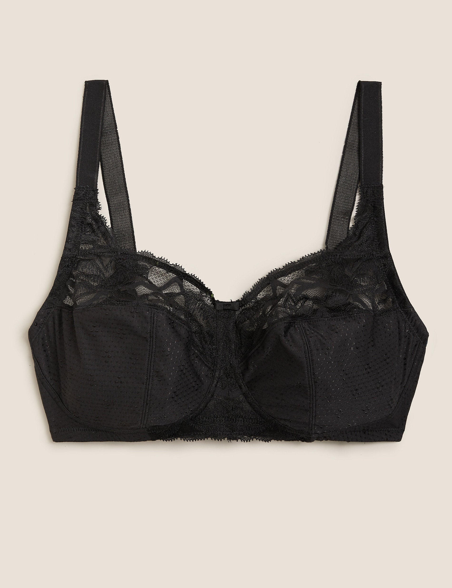 BNIB LADIES M&S Black Total Support Non-Wired Non-Padded Fleur Lace Full  Cup Bra £16.99 - PicClick UK