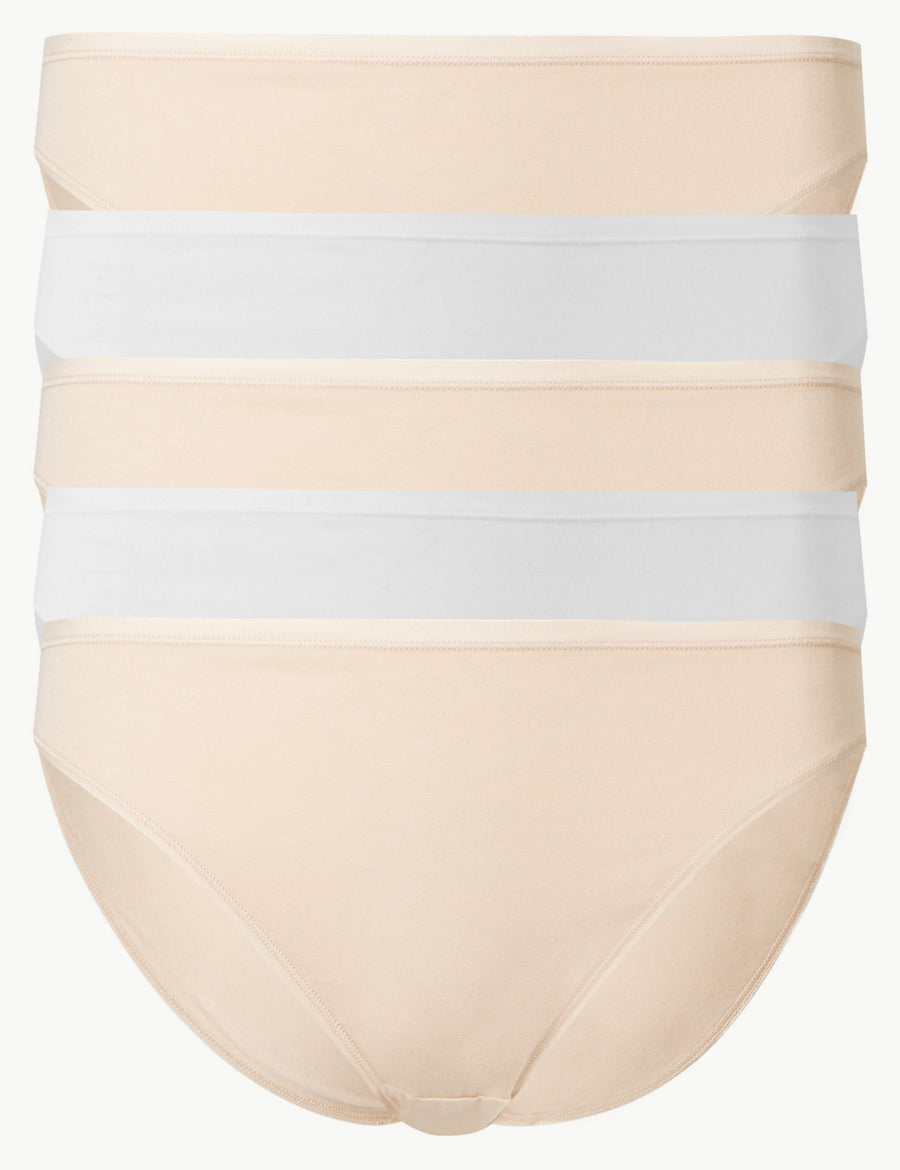 M&S Ladies 5 Pack Cotton High Legs Panty T61/4111