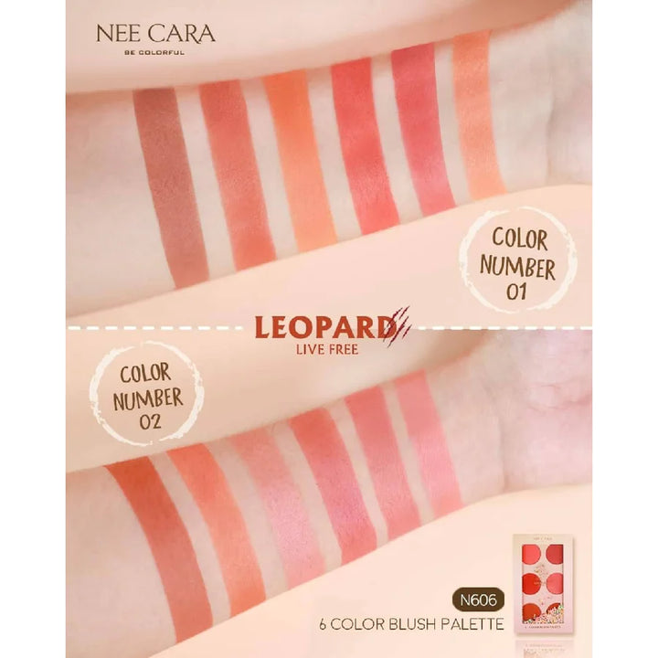 Nee Cara 6 Colors Blush Palette 4.5g*6 #02 (Thai)