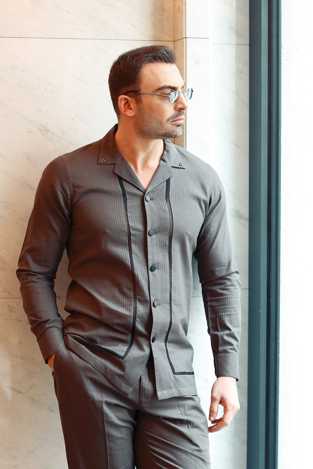 Premium Embroidered Stripped Cotton Suit