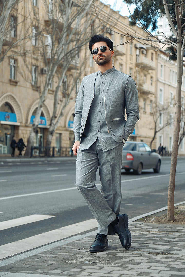 2-Piece Modern Suit with Separate Waistcoat