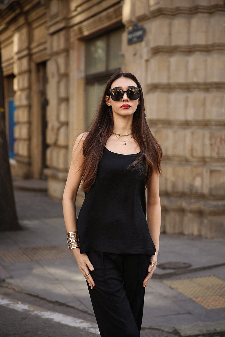 Classic Black Wrap Top Set