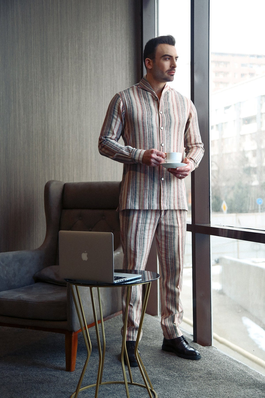 Premium Striped Cotton Suit