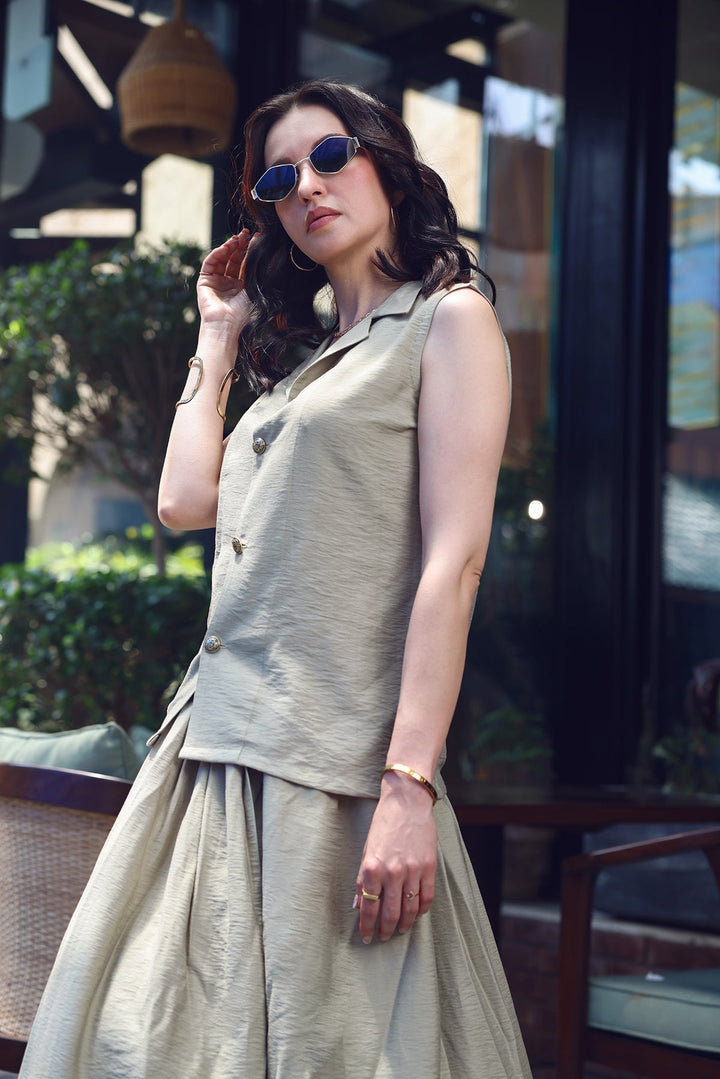 Beautiful Linen Co-ord with Camp Collar Shirt & Skirt