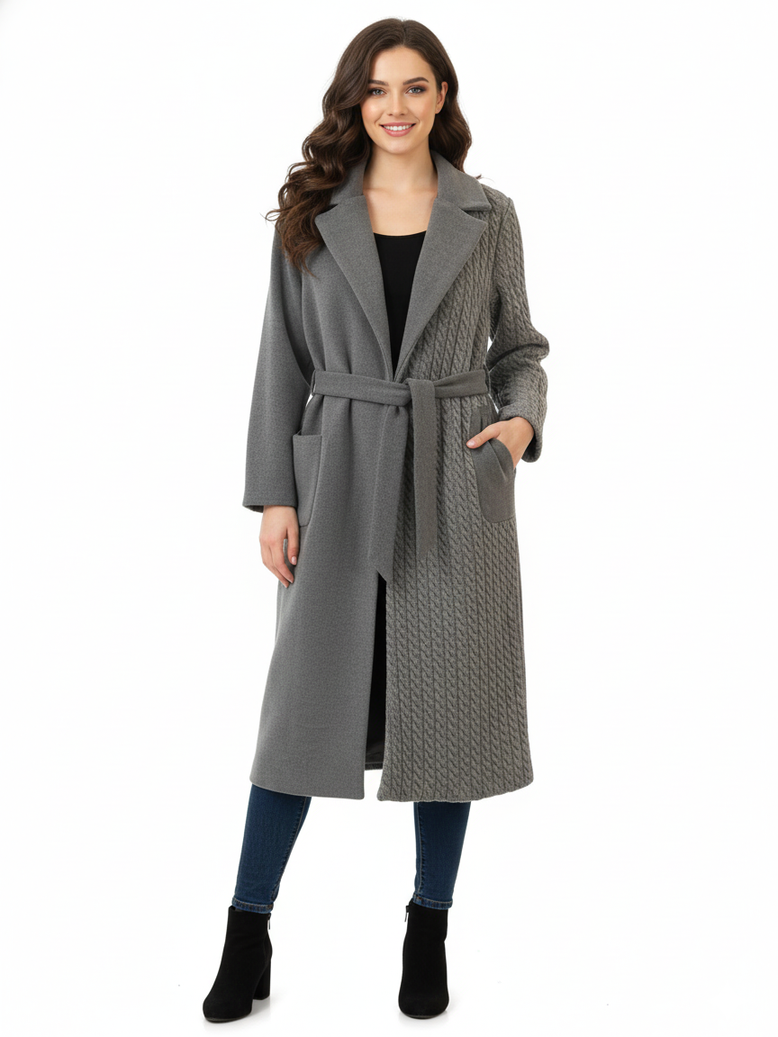 Ayda Ladies Cabel Knit Over Coat 8038