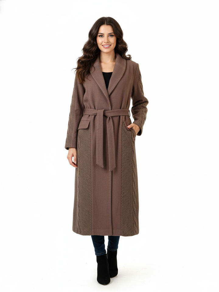 Ayda Ladies Cabel Knit Over Coat 8039