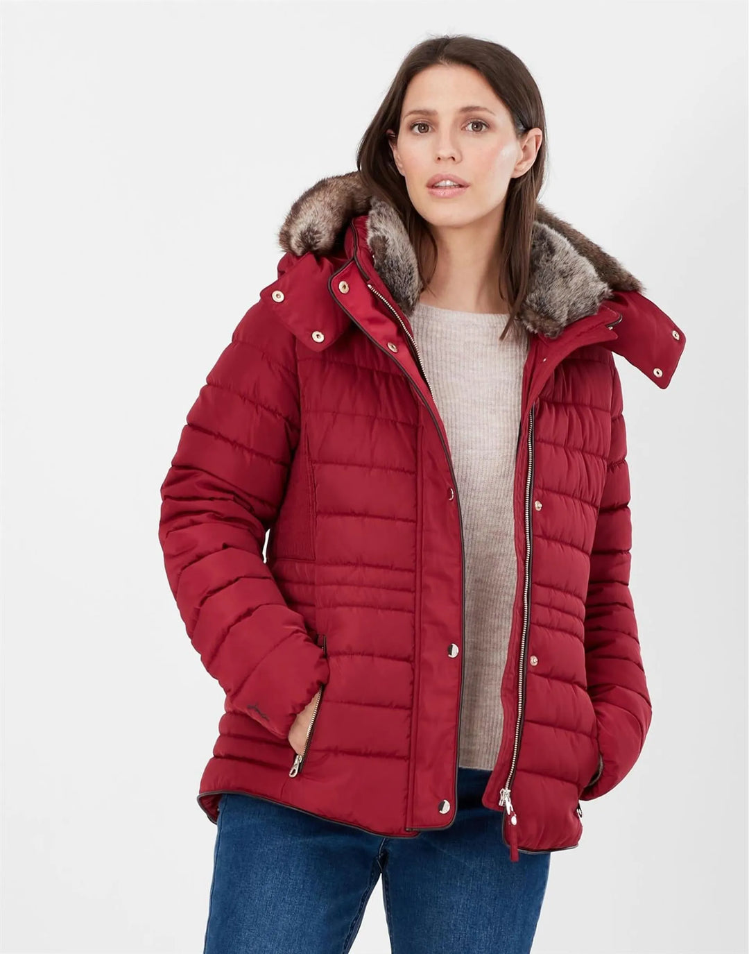 Joules Ladies Jacket With Fur Hoodie 4324