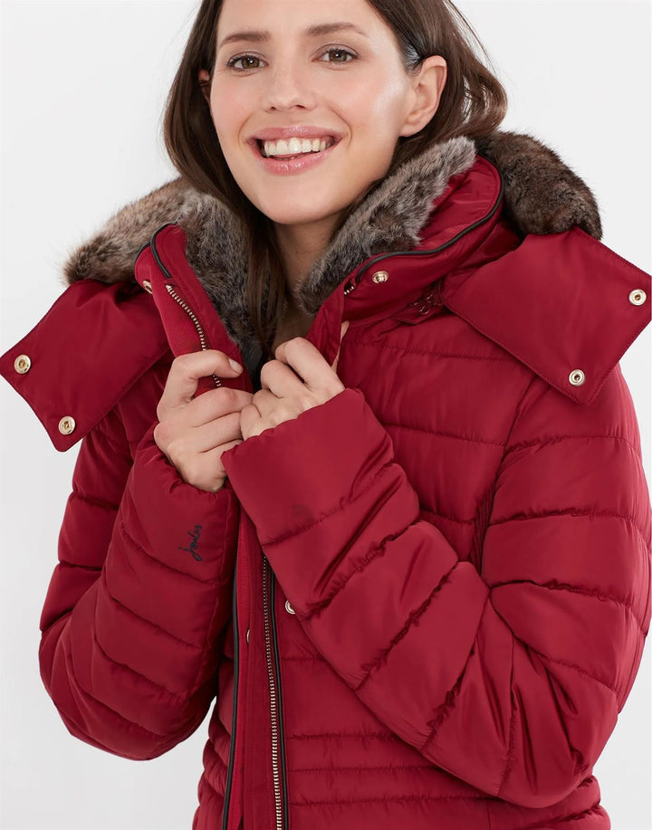 Joules Ladies Jacket With Fur Hoodie 4324