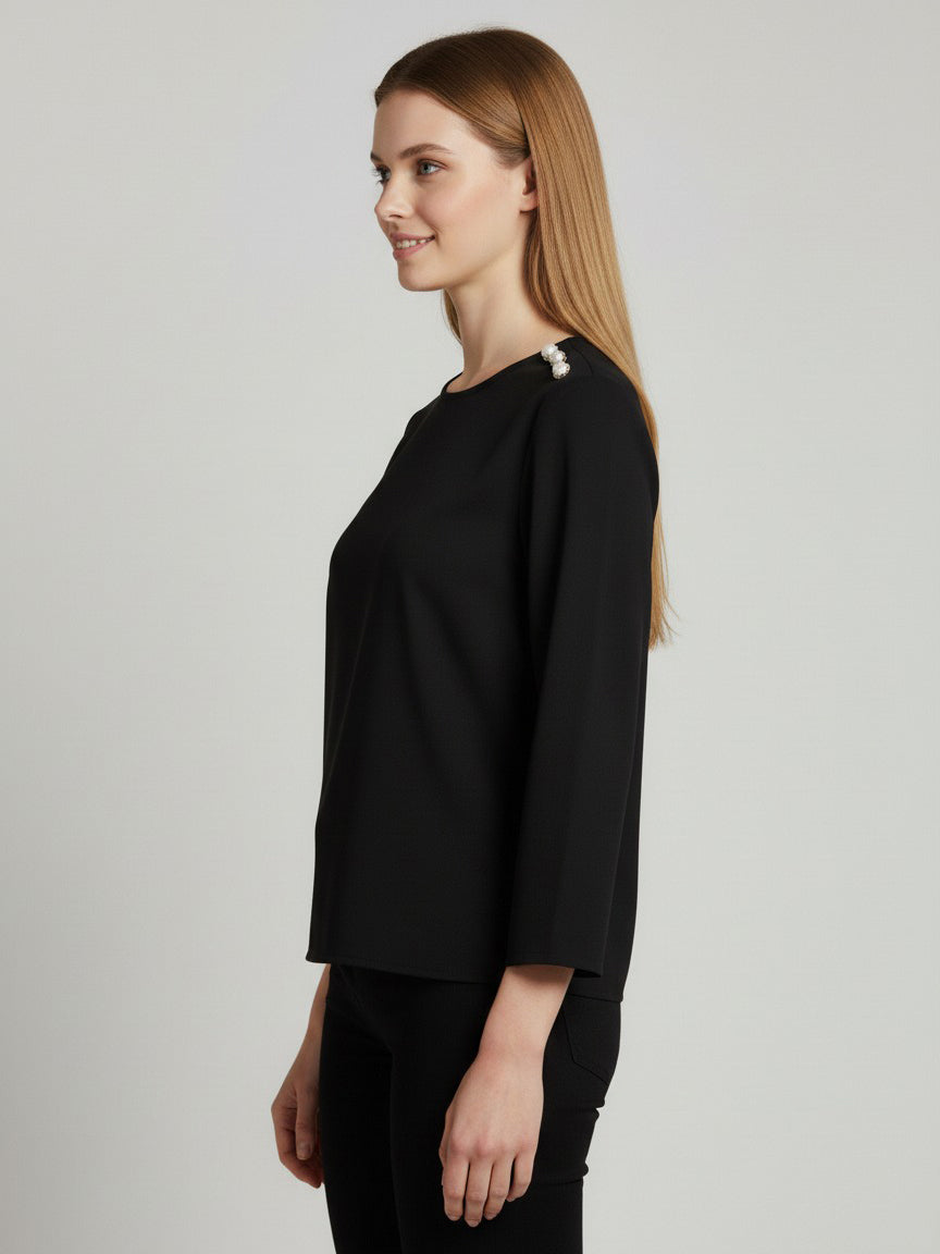 movline ladies L/S Button On Sholder Tunic