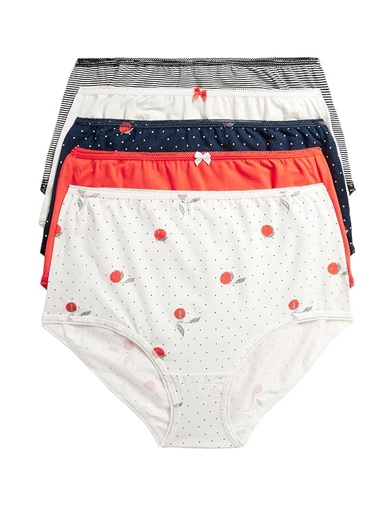 M&S Ladies 5 Pack Full Briefs T61/2110X (Orange)