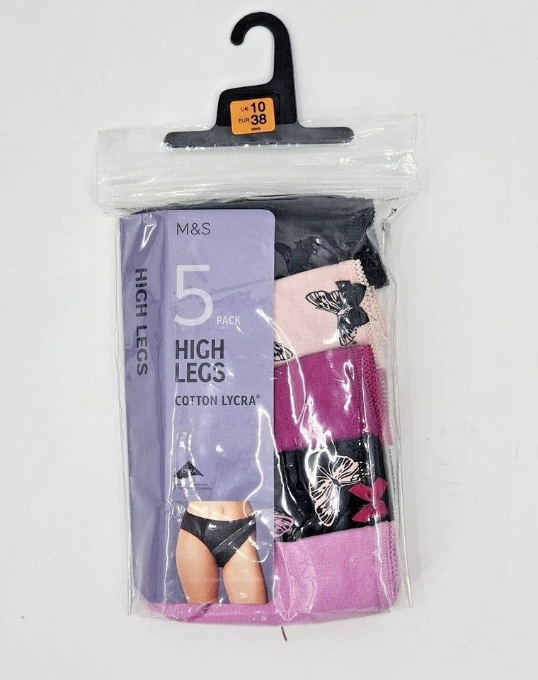 M&S High legs 5 Pack Panty T61/2111X (Black Mix)