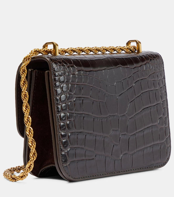 Elanor Croc Embossed Bag Large Dark Mahagony