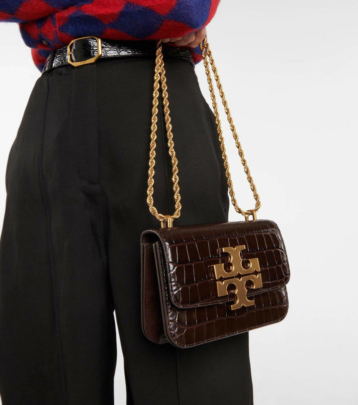 Elanor Croc Embossed Bag Large Dark Mahagony