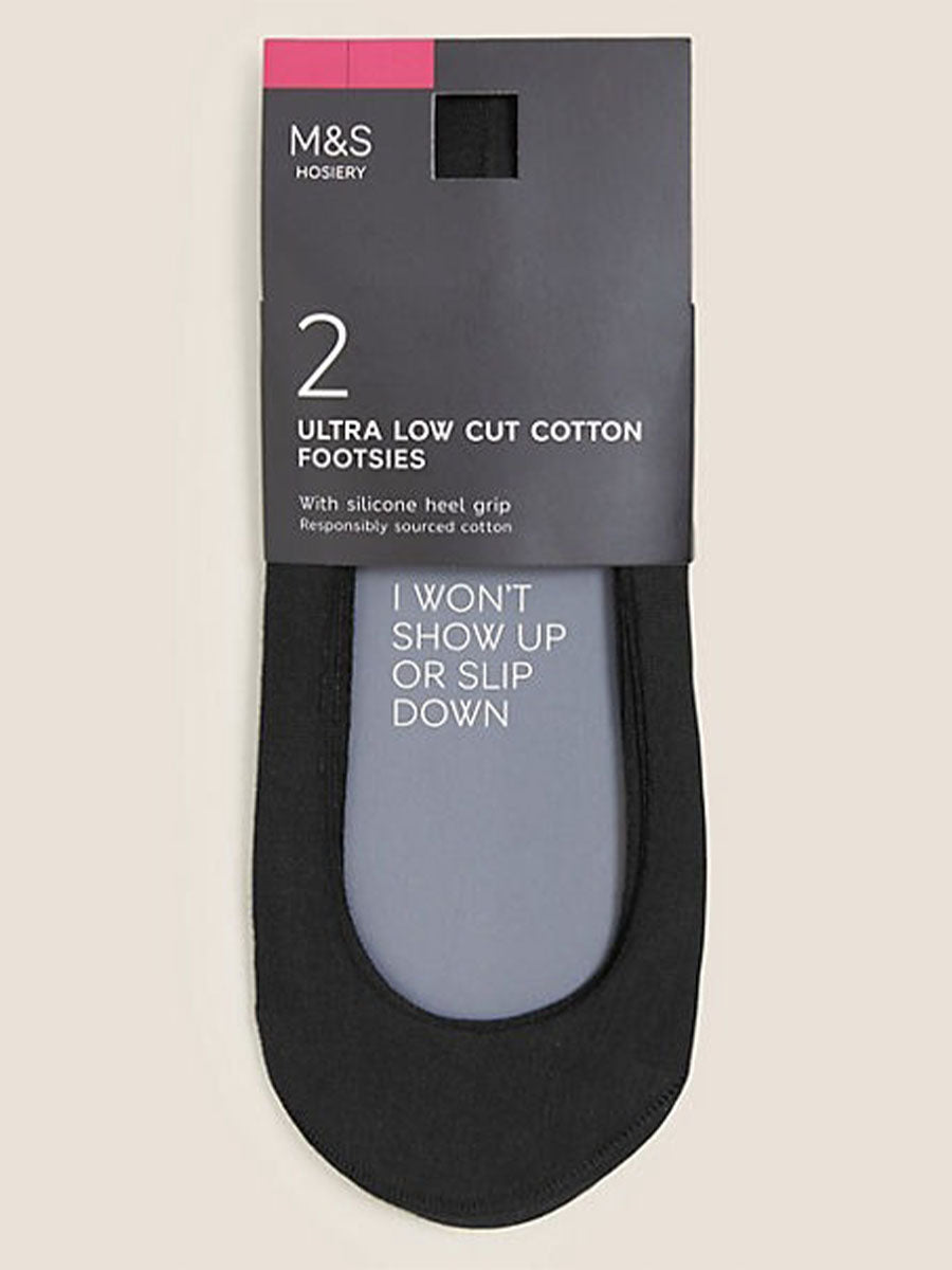 M&S Ladies 2 Pair Low Cut Footies T60/4003