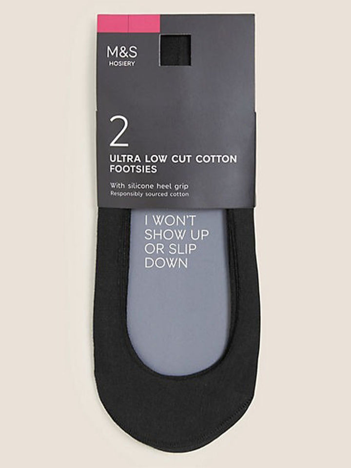 M&S Ladies 2 Pair Low Cut Footies T60/4003