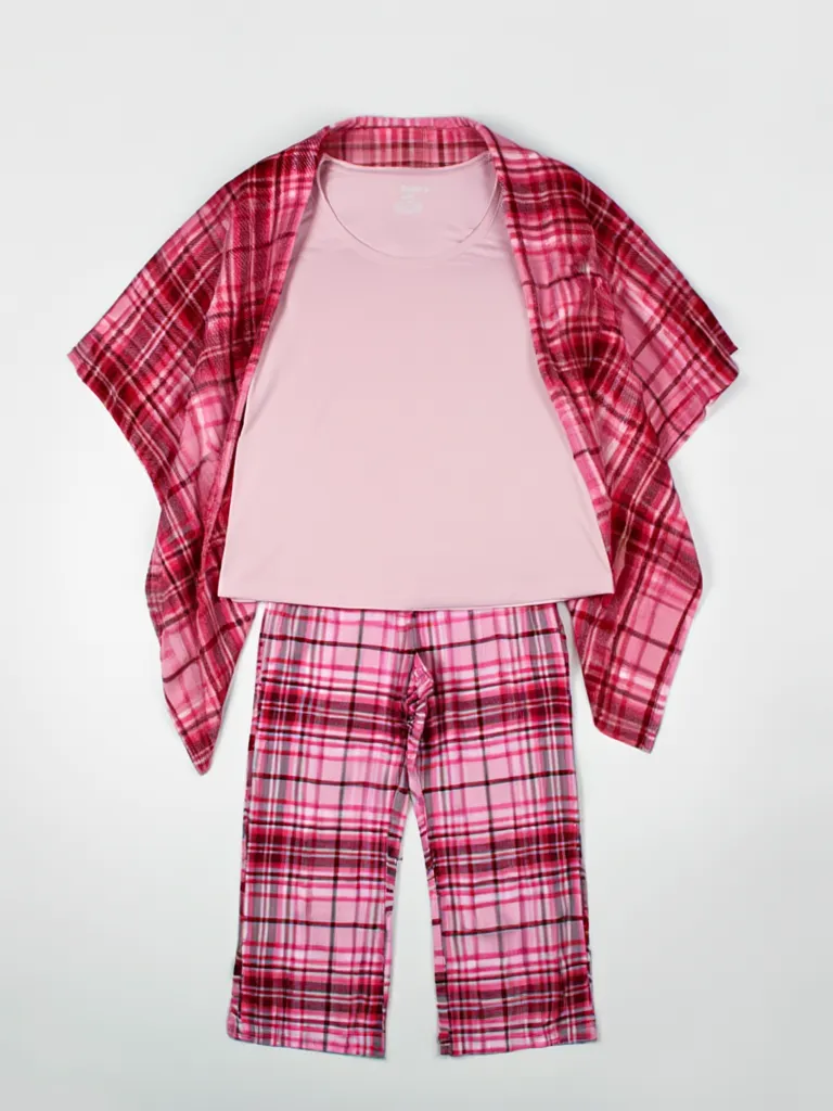 Liz Claiborne 3 Pcs Check Sleep Set (Pink)