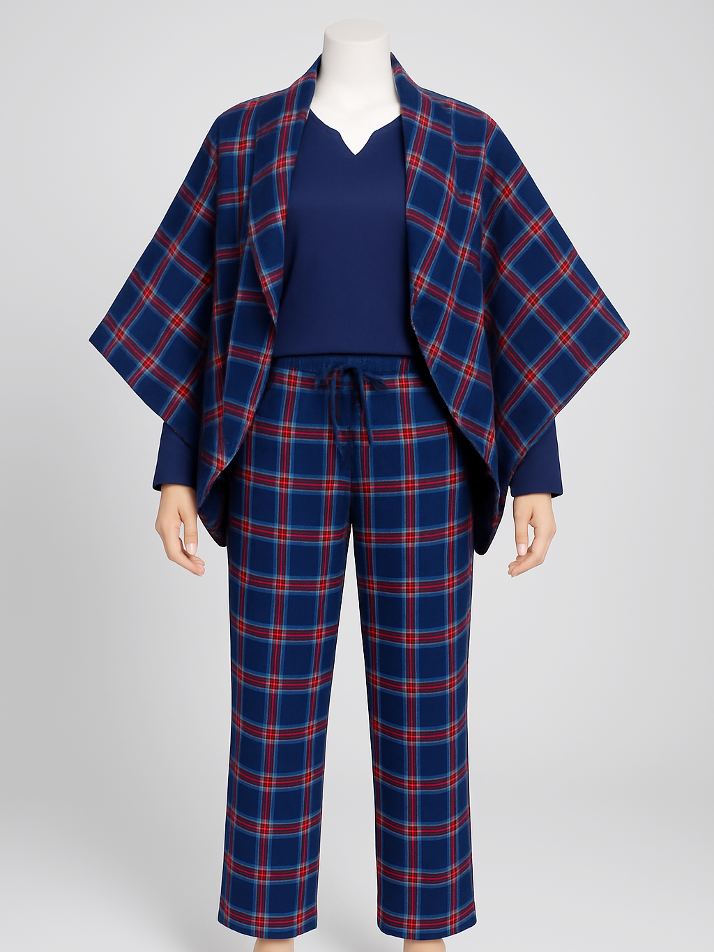 Liz Claiborne 3 Pcs Check Sleep Set (Navy)