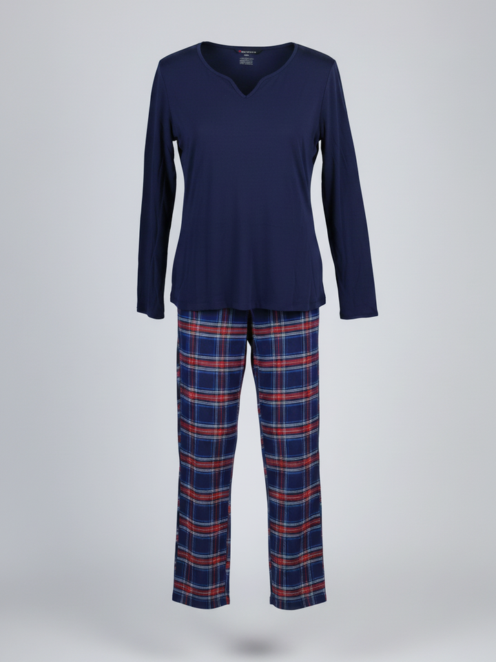 Liz Claiborne 3 Pcs Check Sleep Set (Navy)