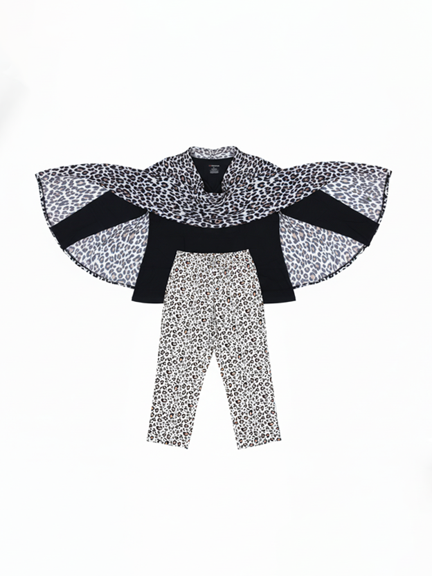 Liz Claiborne 3 Pcs Printed Sleep Set (Black)