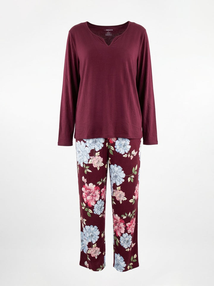 Liz Claiborne 3 Pcs Printed Sleep Set (Maroon)