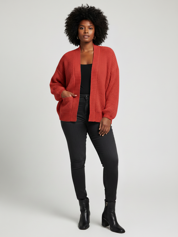 Any Day Ladies Front Open Cardigan (Red)