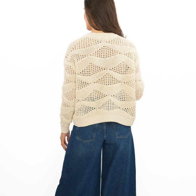 M&S Ladies Cotton Crochet L/S F/O Cardigan