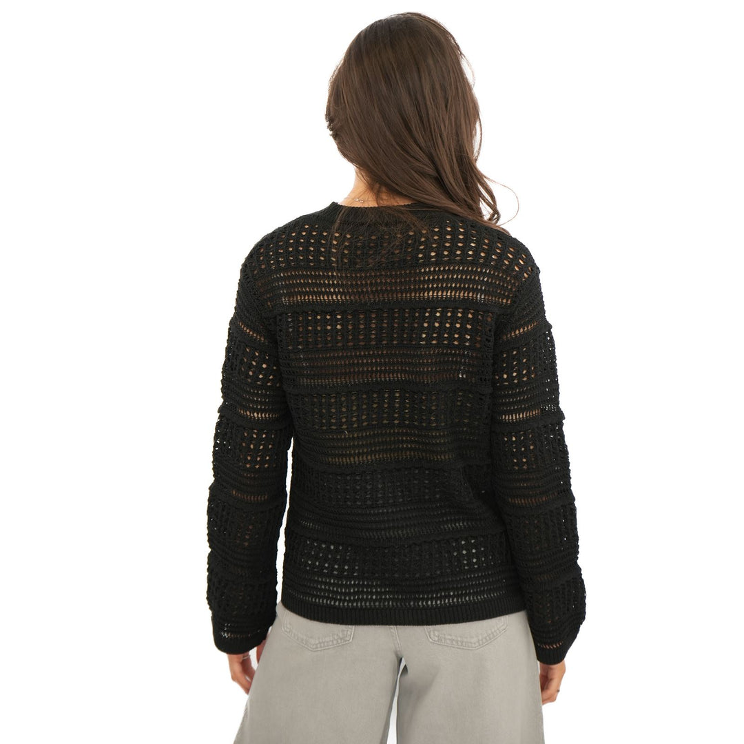 M&S Ladies Crochet L/S Jumper (Black)