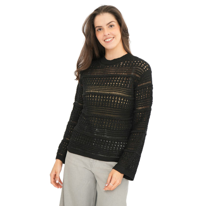 M&S Ladies Crochet L/S Jumper (Black)