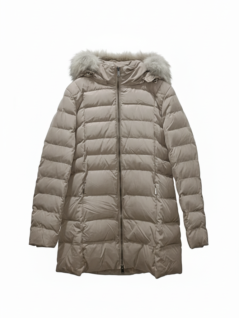 M&S Ladies Thermo Warmth Mid Long Hooded Puffer Jacket T49/4609 (Beige)