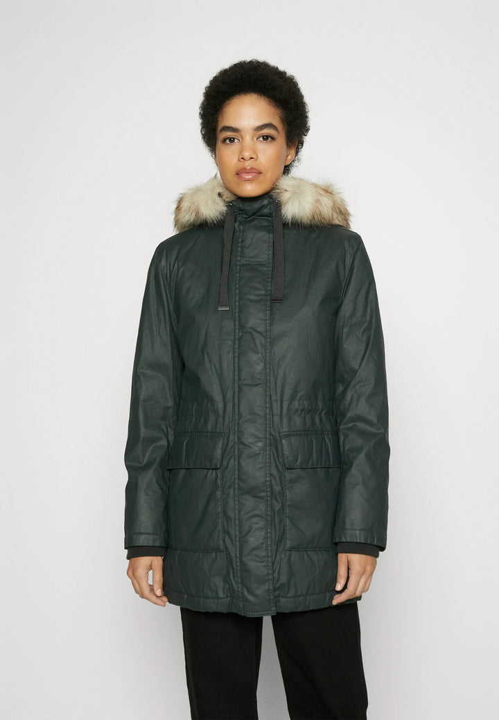 M&S Ladies Hooded Mid Long Jacket T49/4265 (Green)