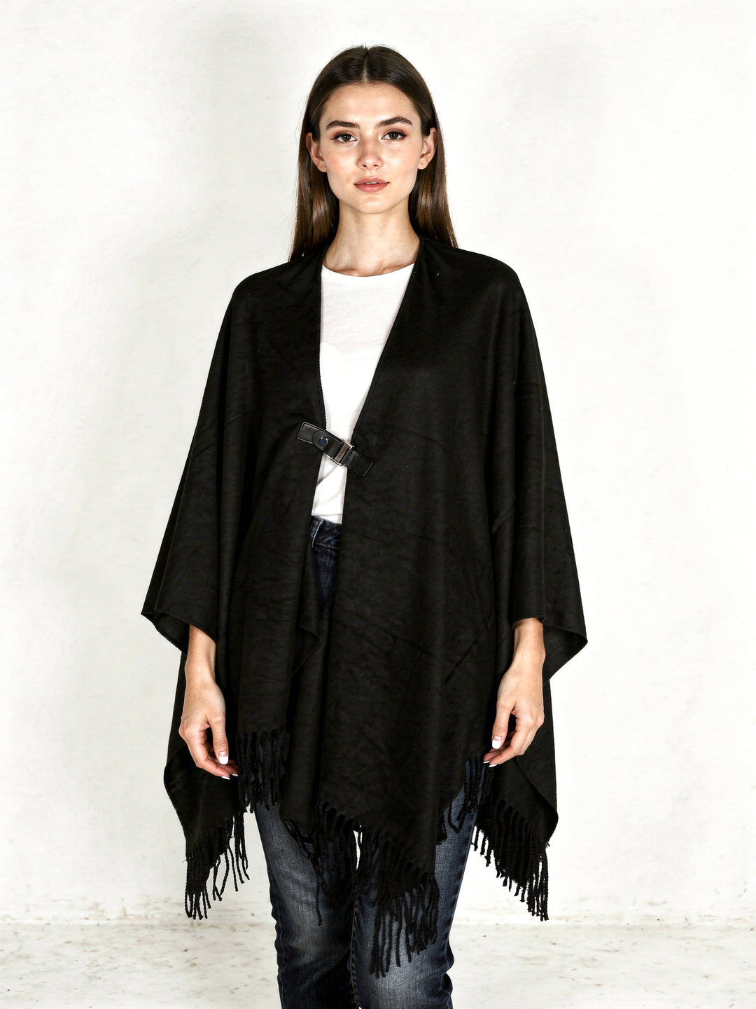 Primark Ladies Reversible Cape shawl 2422602 (Black)
