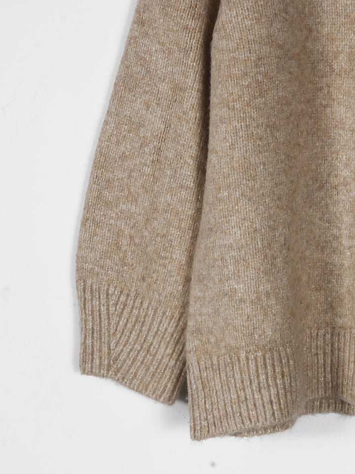 Primark Ladies L/S Mock Neck Jersey (Fawn)