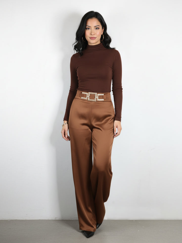 Sa Teen Ladies Golden Buckle Dress Pant 1570-5503 (Camel)