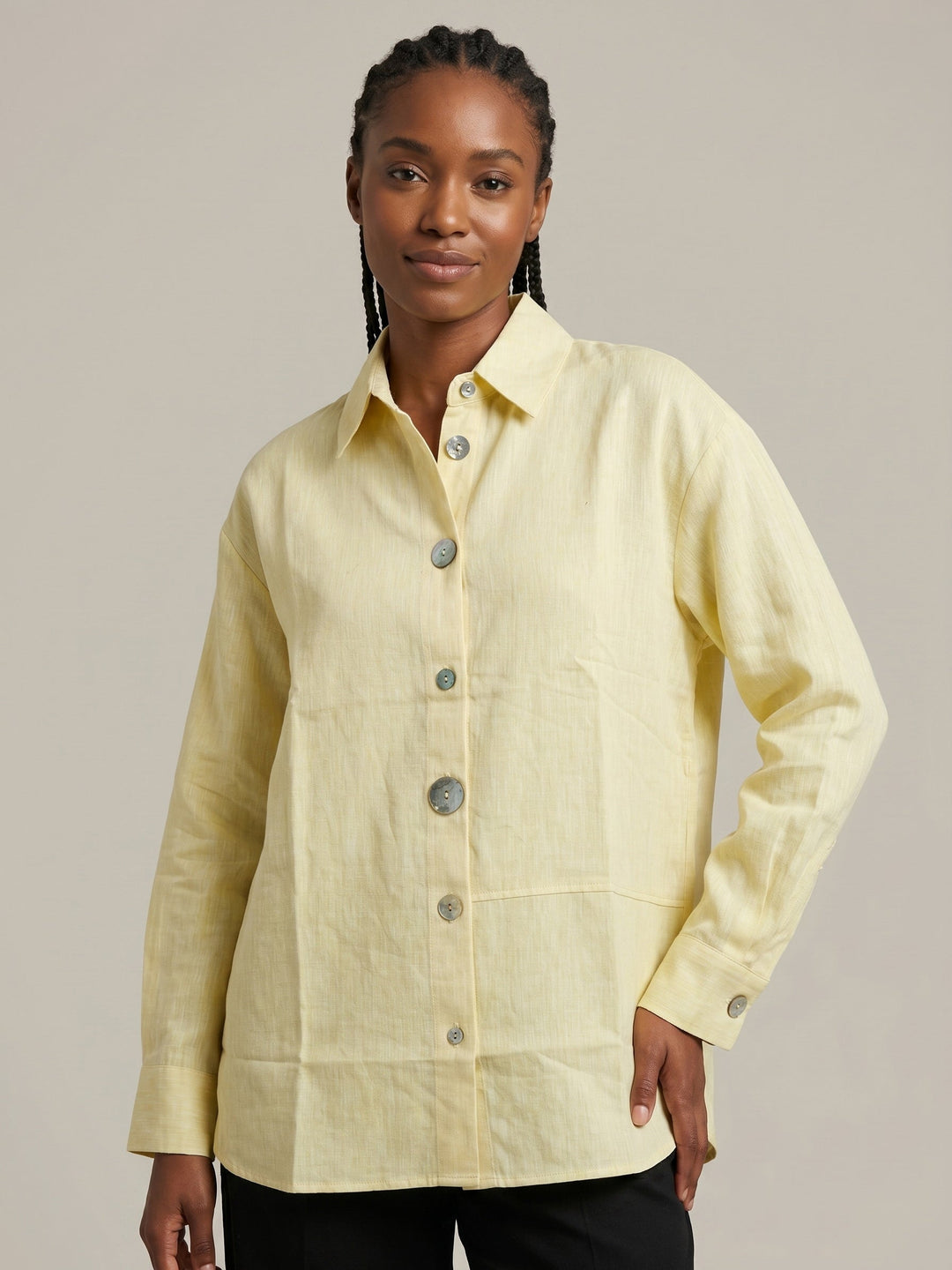 Lemon Yellow Relaxed Fit Linen Shirt