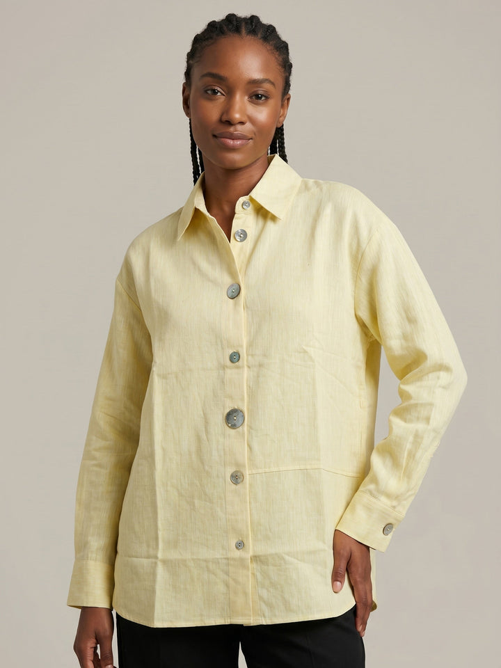 Lemon Yellow Relaxed Fit Linen Shirt