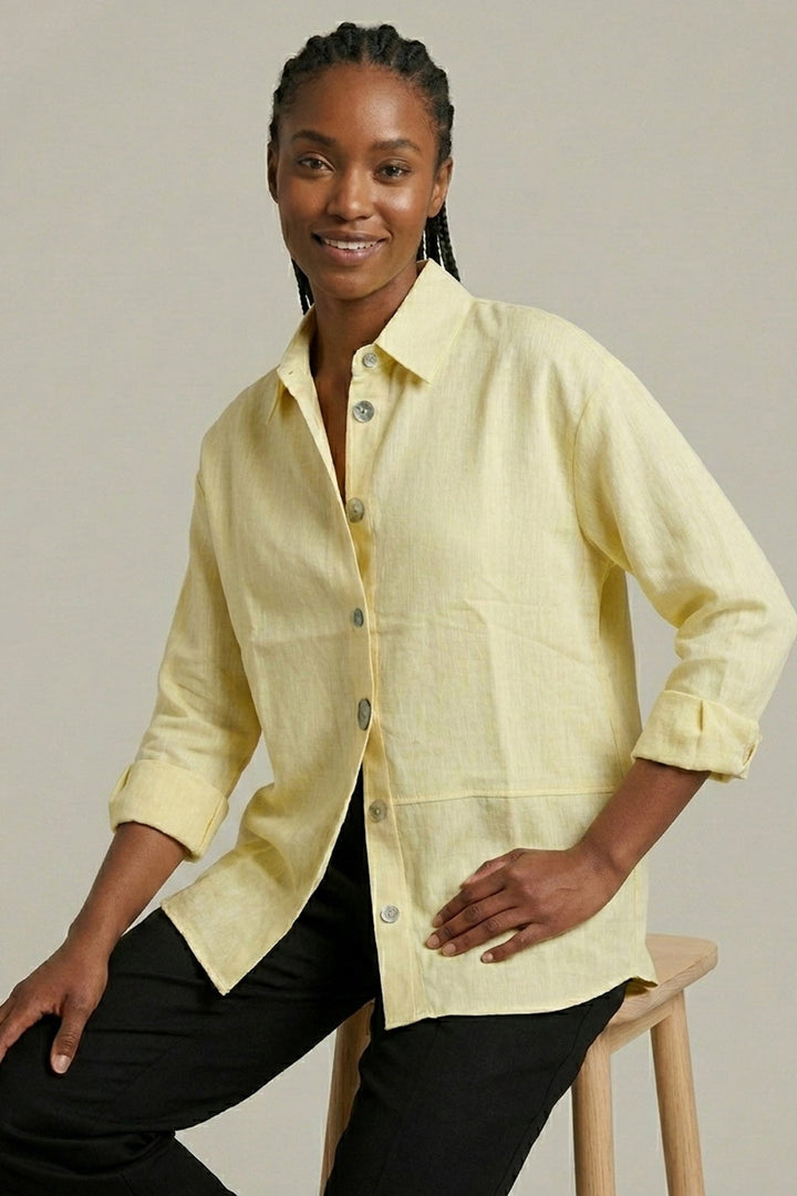 Lemon Yellow Relaxed Fit Linen Shirt