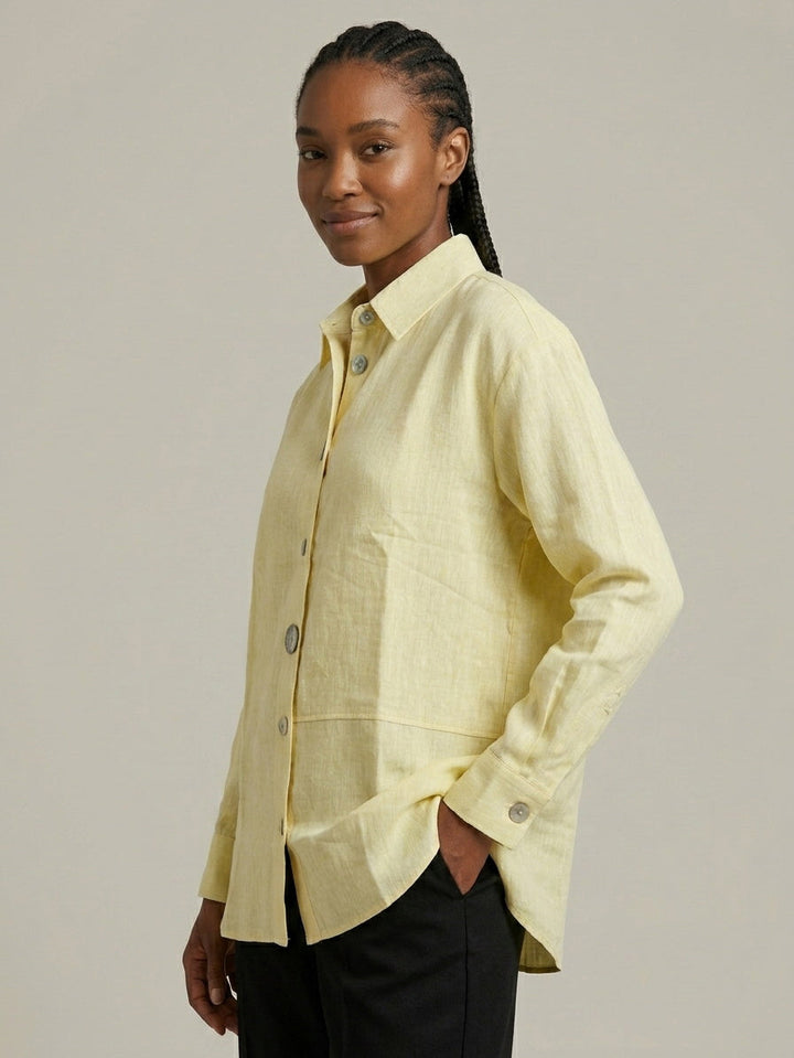 Lemon Yellow Relaxed Fit Linen Shirt