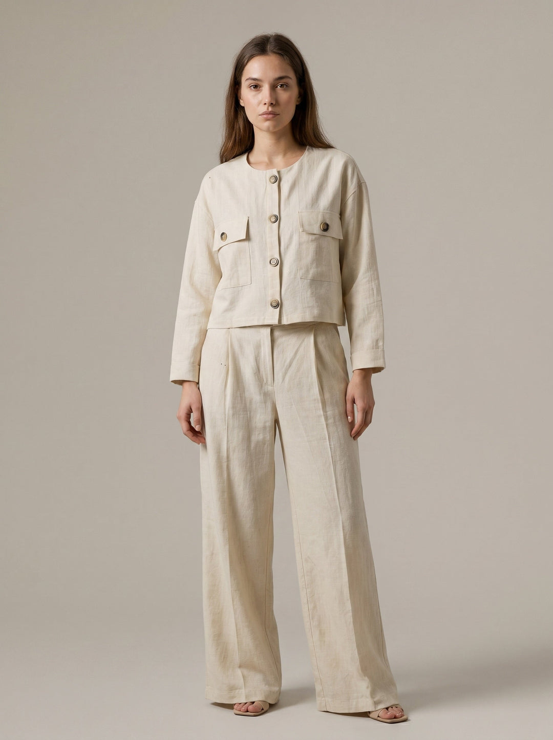 Natural Linen Blend Co-Ord Set