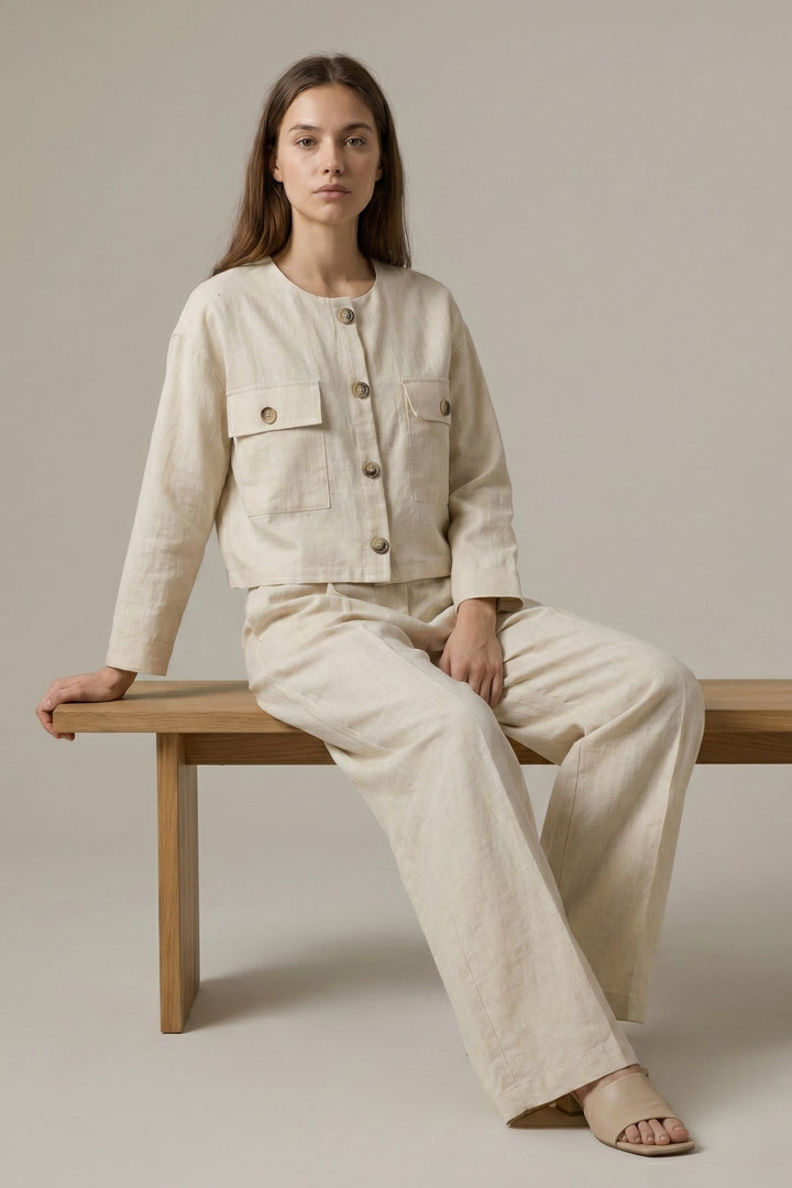 Natural Linen Blend Co-Ord Set