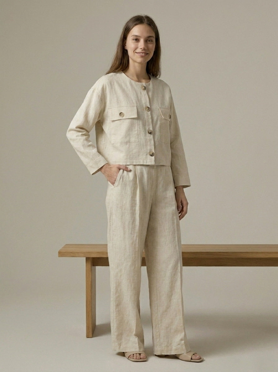 Natural Linen Blend Co-Ord Set