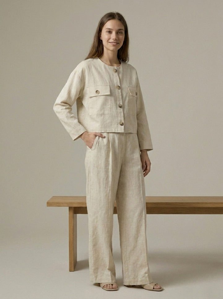 Natural Linen Blend Co-Ord Set