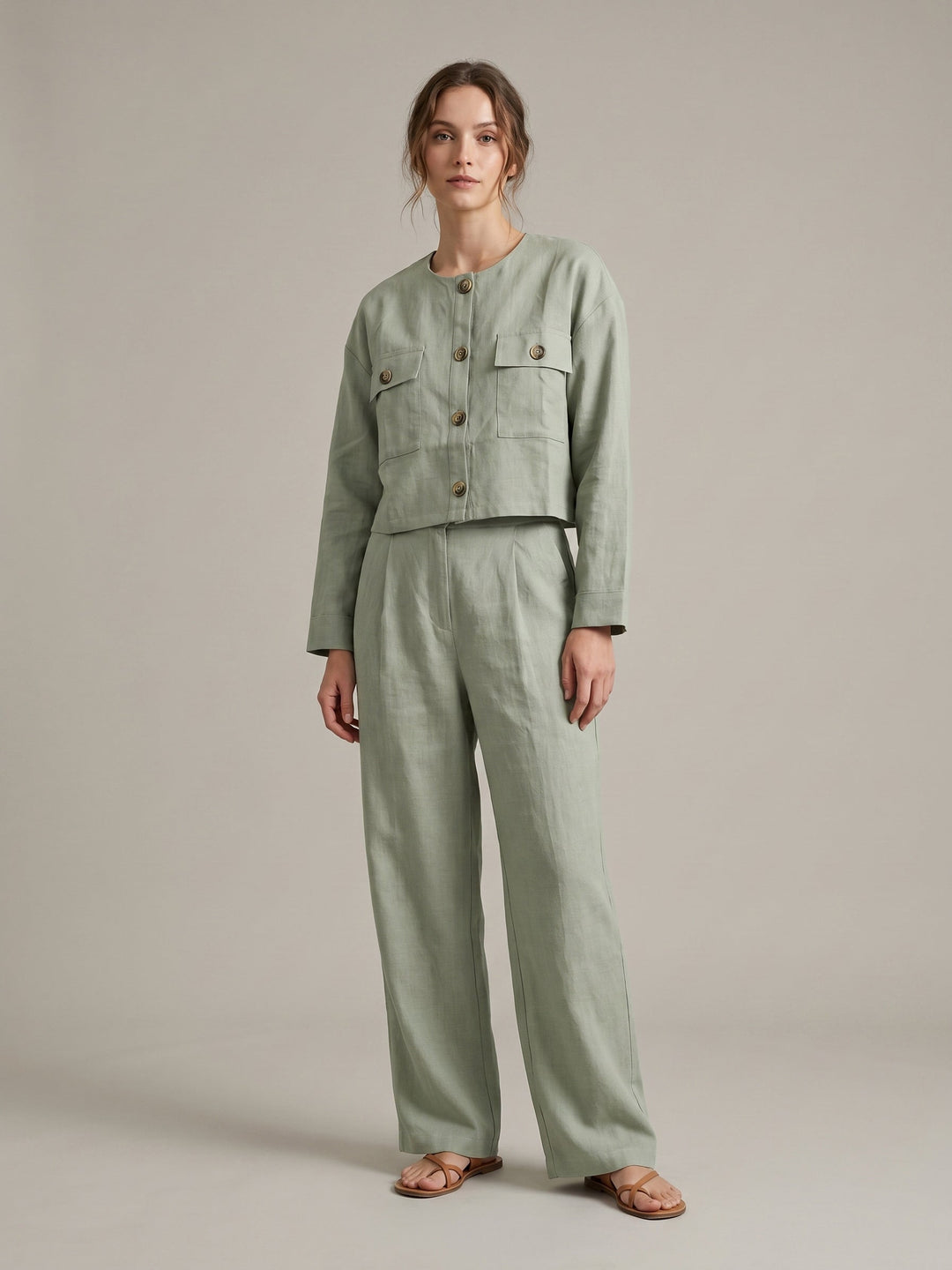 Natural Linen Blend Co-Ord Set