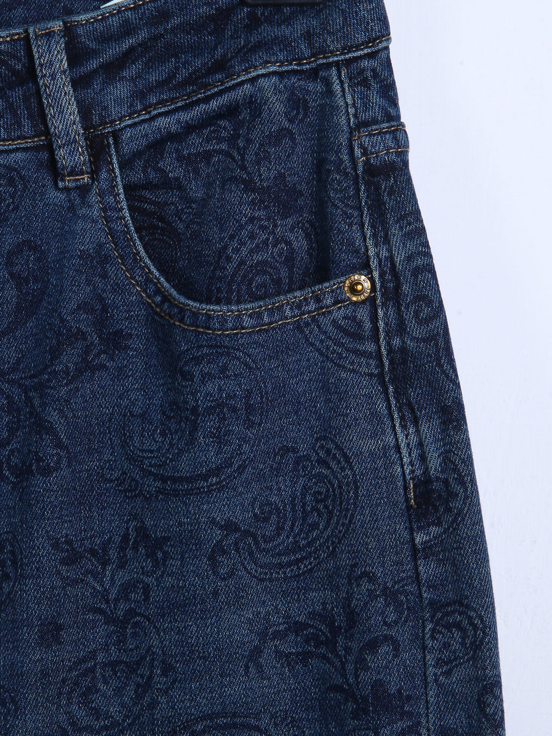 Imported Ladies Thai Wid Long Self Print Jeans 60116