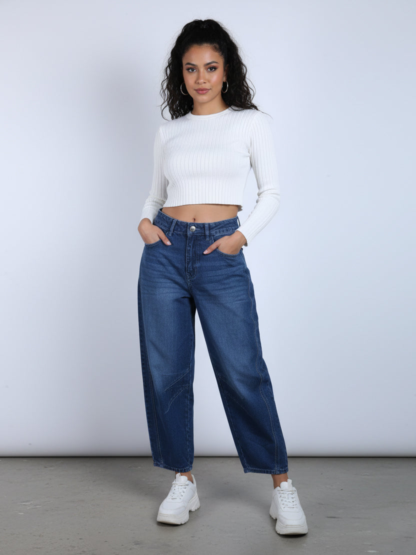 Daisy Street Ladies Barrel Fit Jeans
