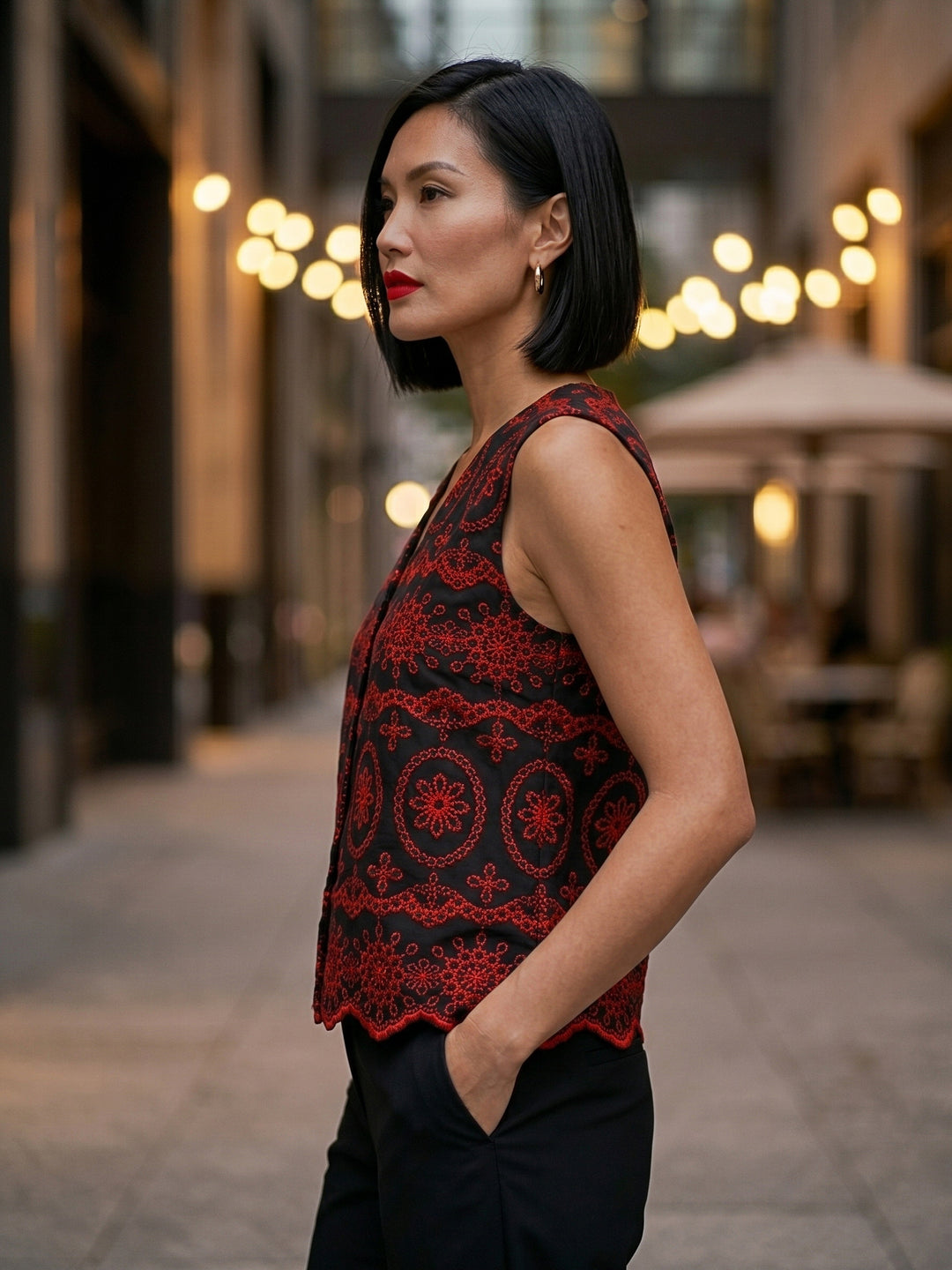 Iris Ladies V Neck Embroidery Top (OP)
