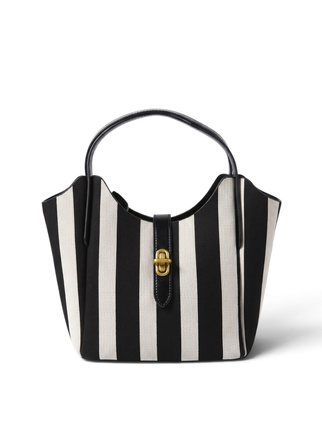 Imported Striped Canvas Top Handle Bucket Bag KC86-9295