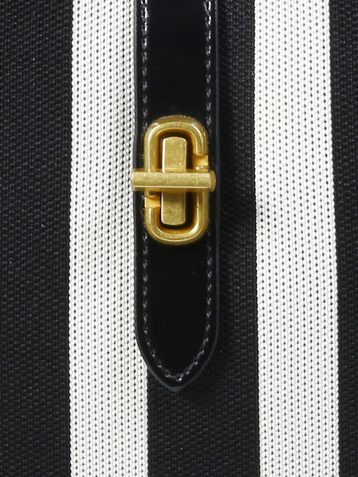Imported Striped Canvas Top Handle Bucket Bag KC86-9295